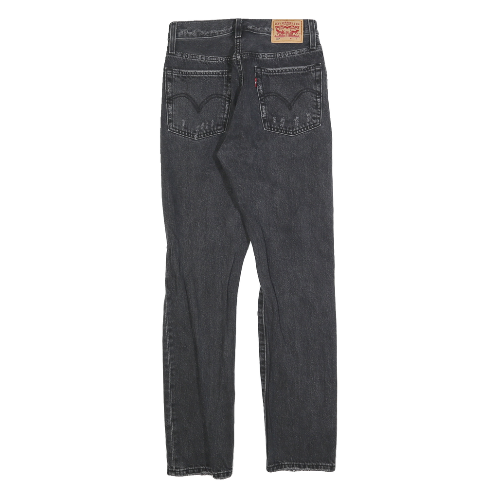 LEVI'S 501 Womens Jeans Black Regular Straight Denim Medium W24 L30 Distressed