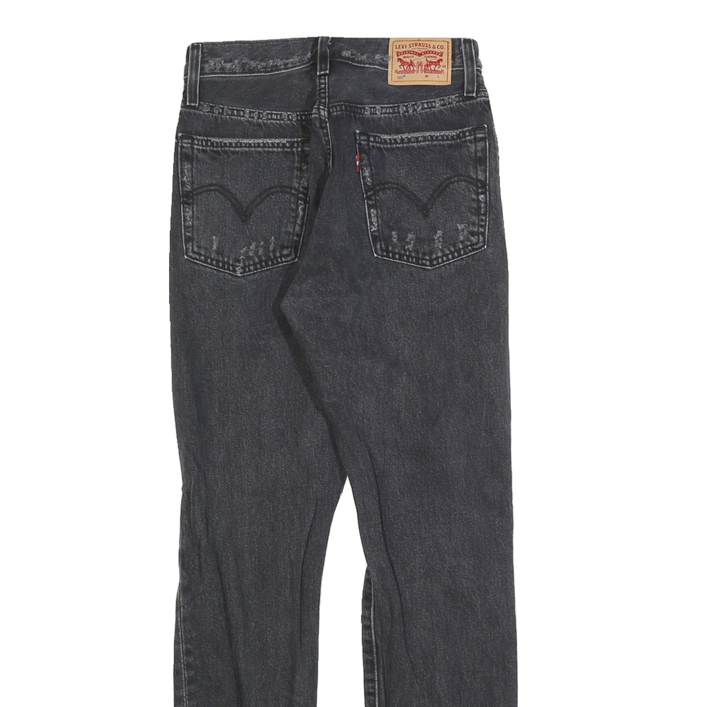 LEVI'S 501 Womens Jeans Black Regular Straight Denim Medium W24 L30 Distressed