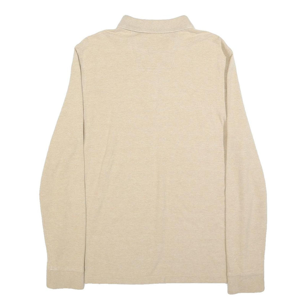 NAUTICA Mens Beige Long Sleeve Plain L Cotton Blend Polo Shirt Classic Fit