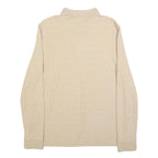 NAUTICA Mens Beige Long Sleeve Plain L Cotton Blend Polo Shirt Classic Fit