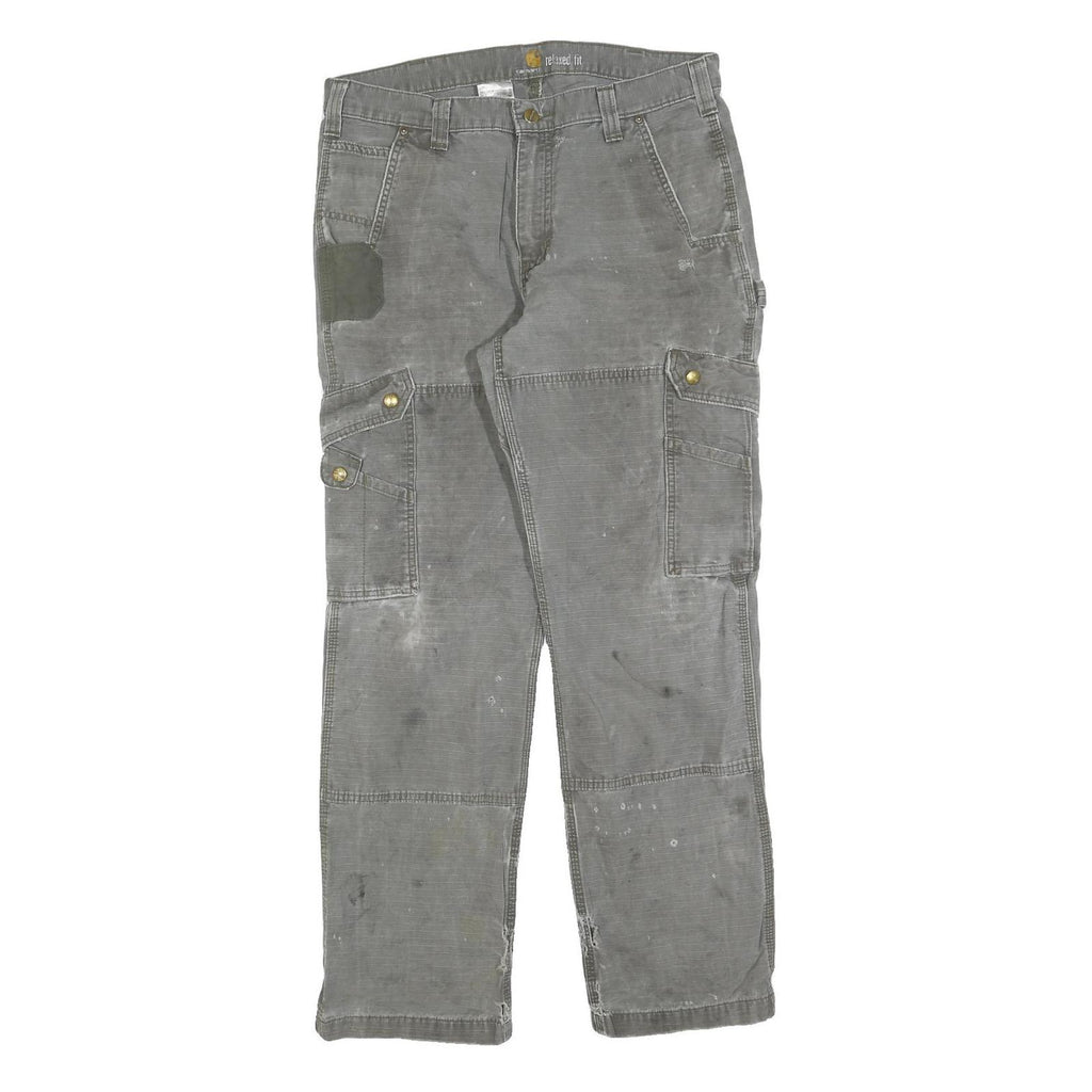 CARHARTT Mens Cotton Blend Grey Relaxed Fit Straight Trousers W34 L32 Workwear