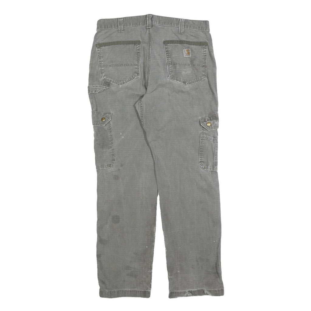 CARHARTT Mens Cotton Blend Grey Relaxed Fit Straight Trousers W34 L32 Workwear