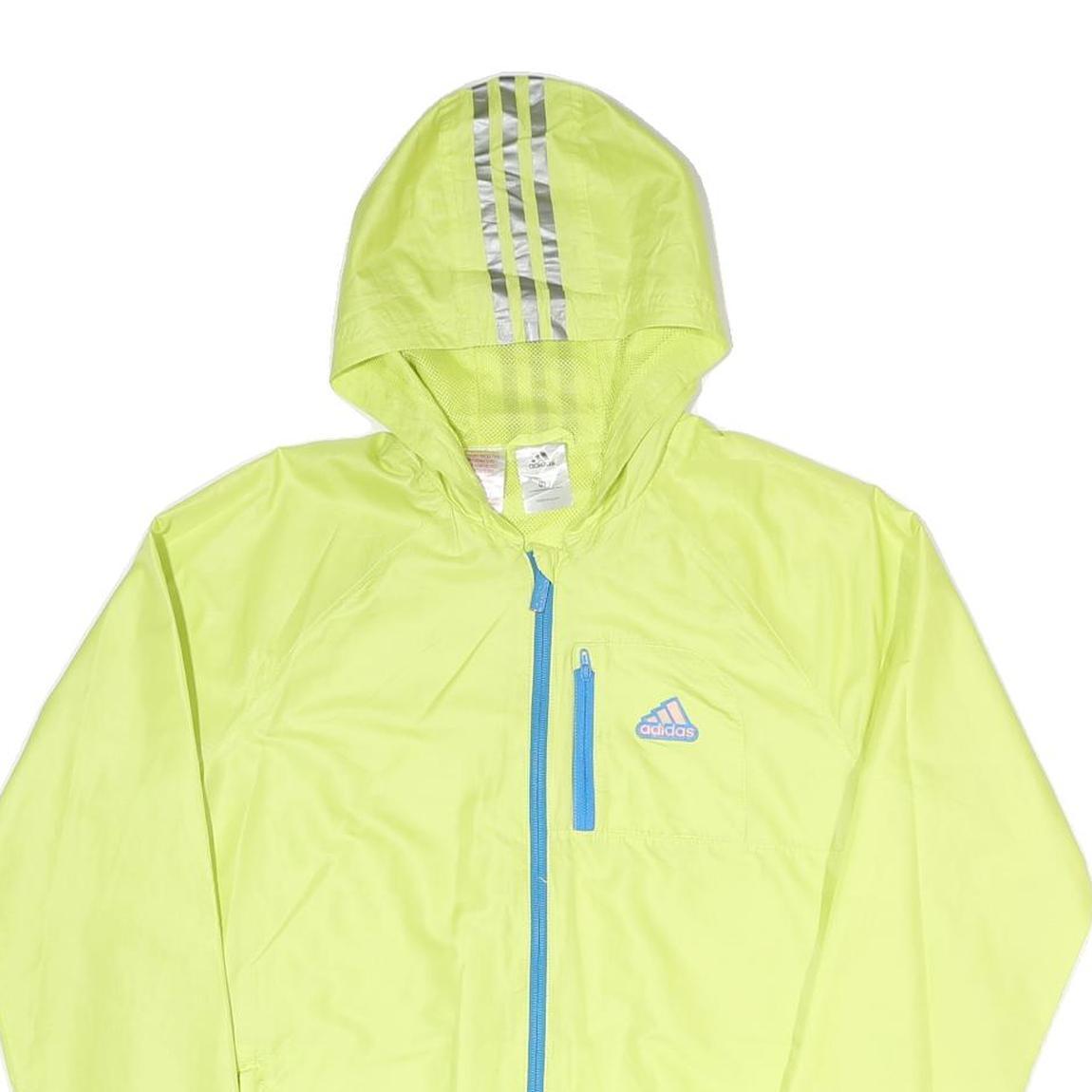 ADIDAS Mens Yellow & Blue Hooded Zip Jacket S Polyester Blend Sports Casual