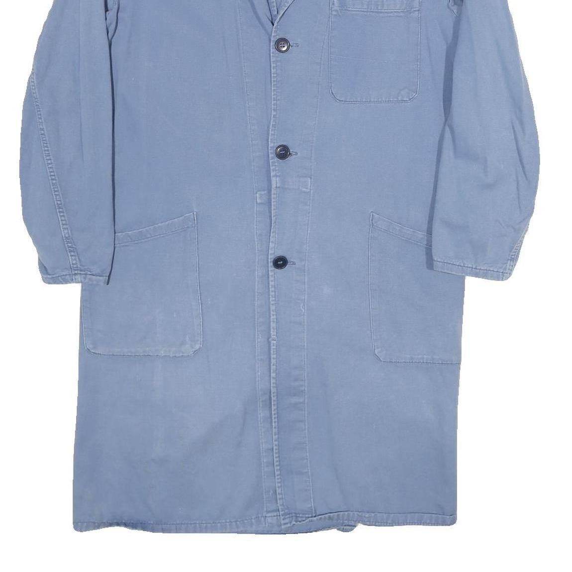 Mens Blue Cotton Button Jacket M Long Sleeve Classic Fit Plain Casual Workwear