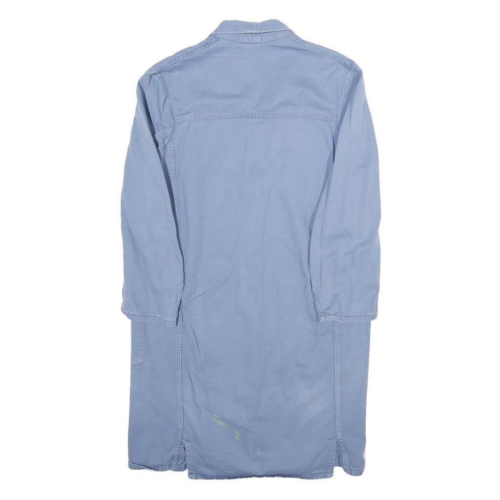 Mens Blue Cotton Button Jacket M Long Sleeve Classic Fit Plain Casual Workwear