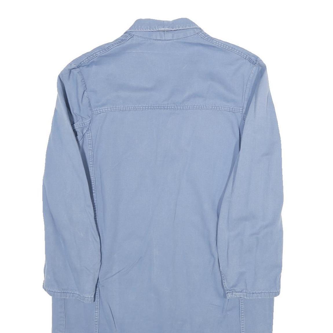 Mens Blue Cotton Button Jacket M Long Sleeve Classic Fit Plain Casual Workwear