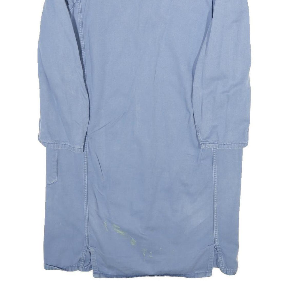 Mens Blue Cotton Button Jacket M Long Sleeve Classic Fit Plain Casual Workwear