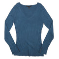 WHITE HOUSE BLACK MARKET Womens Blue Plain V-Neck Basic Knit Jumper L Stylish