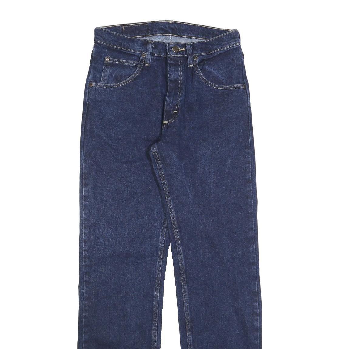 WRANGLER Mens Regular Fit Straight Leg Denim Dark Blue W28 L32 Zip Cotton Blend