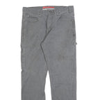 DICKIES Mens Cotton Blend Grey Workwear Regular Straight Trousers W34 L32