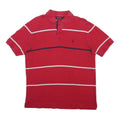 NAUTICA Mens Red & Navy Striped Short Sleeve Polo Shirt M Cotton Blend Casual