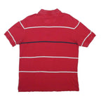 NAUTICA Mens Red & Navy Striped Short Sleeve Polo Shirt M Cotton Blend Casual