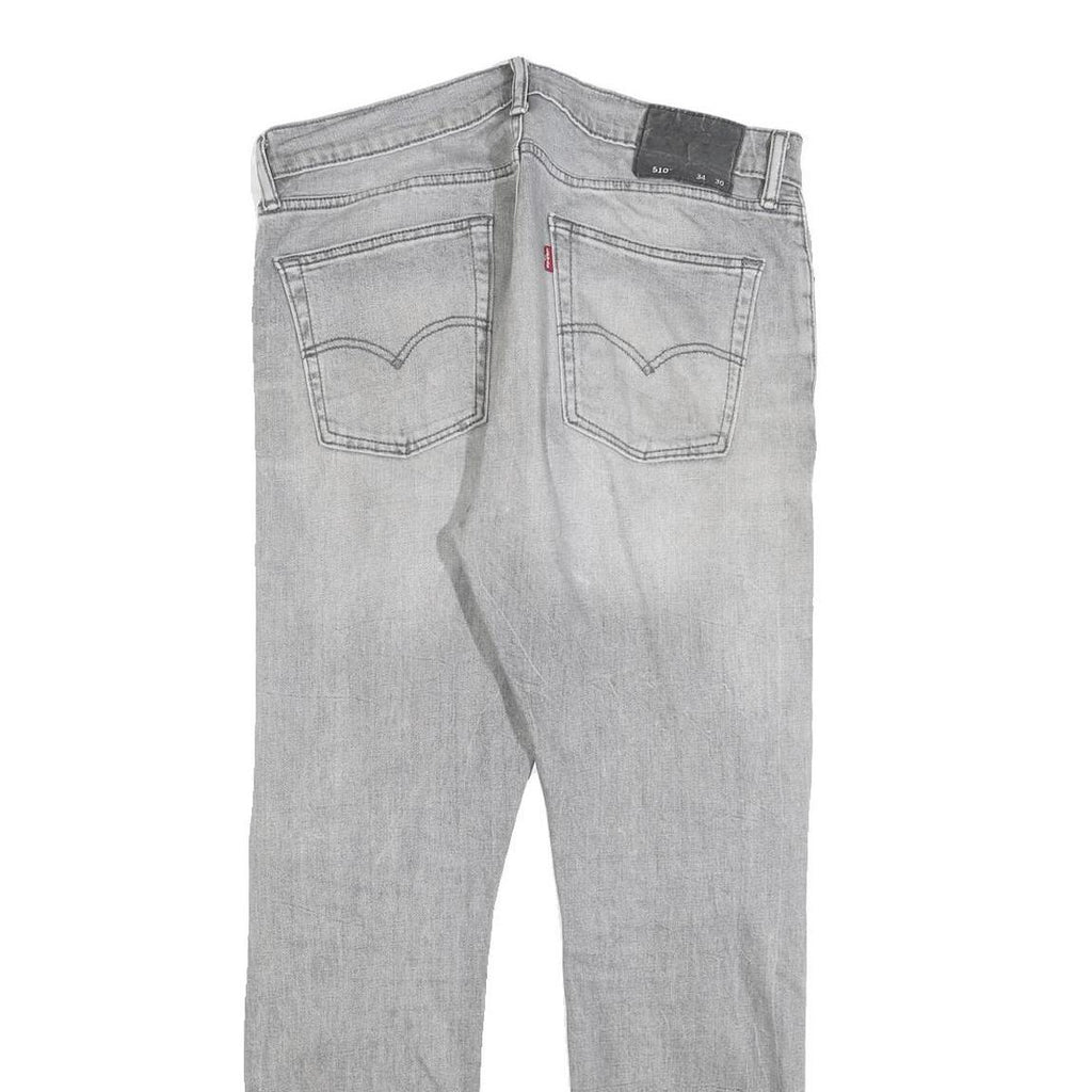 LEVI'S 510 Mens Slim Jeans Grey Denim Rinse W34 L30 Slim Fit Zip Closure