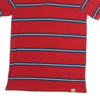 CARHARTT Mens Red & Navy Blue Striped Short Sleeve Polo Shirt S Cotton