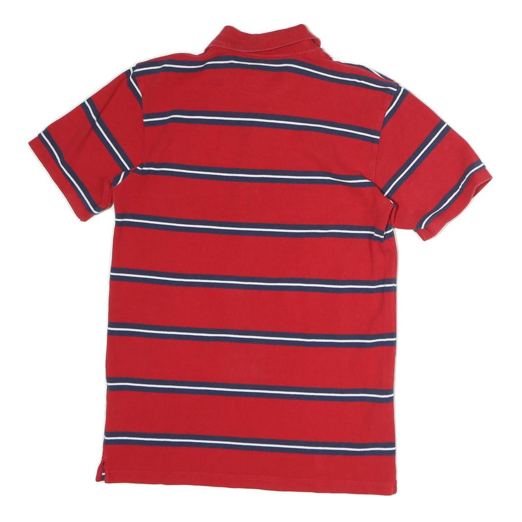 CARHARTT Mens Red & Navy Blue Striped Short Sleeve Polo Shirt S Cotton