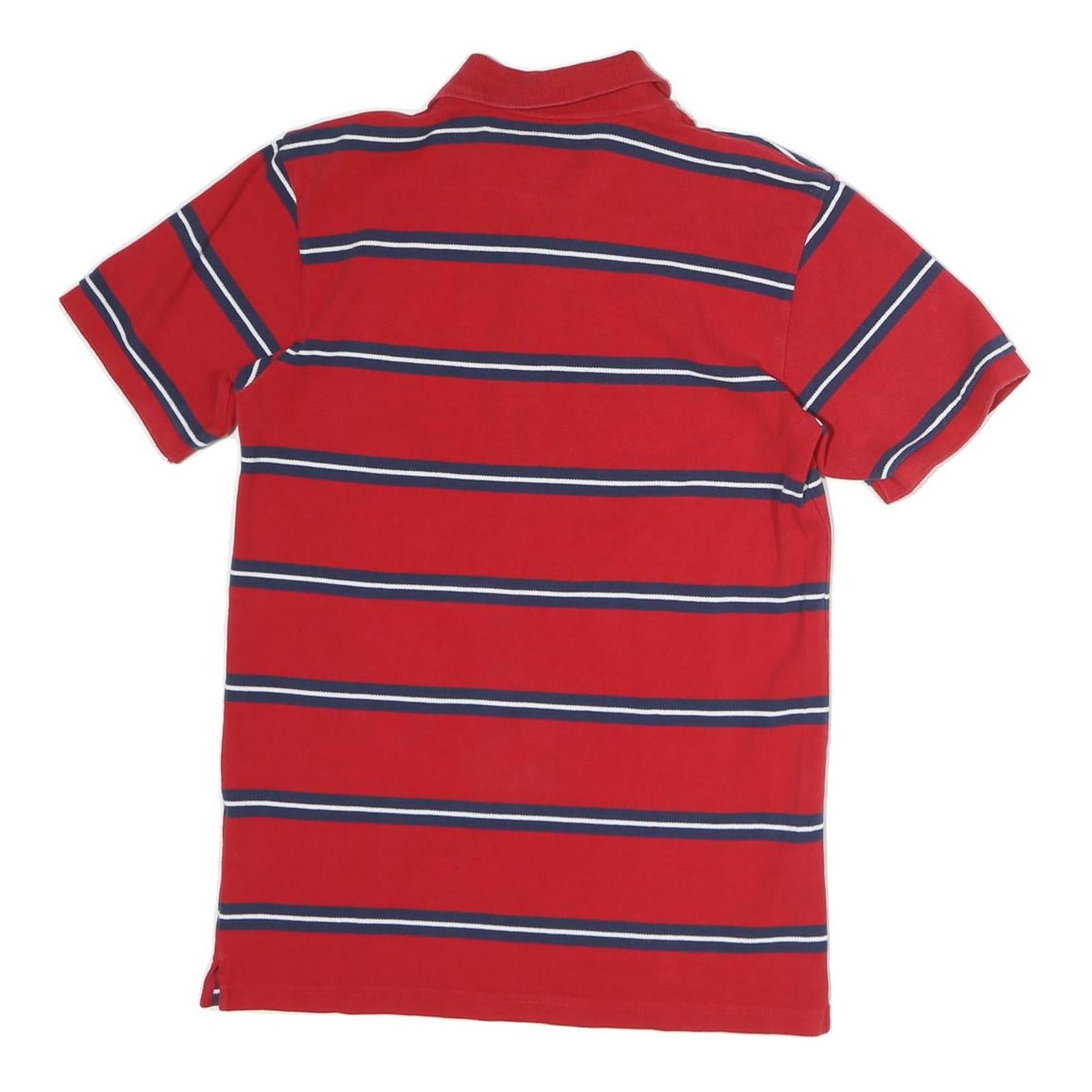 CARHARTT Mens Red & Navy Blue Striped Short Sleeve Polo Shirt S Cotton