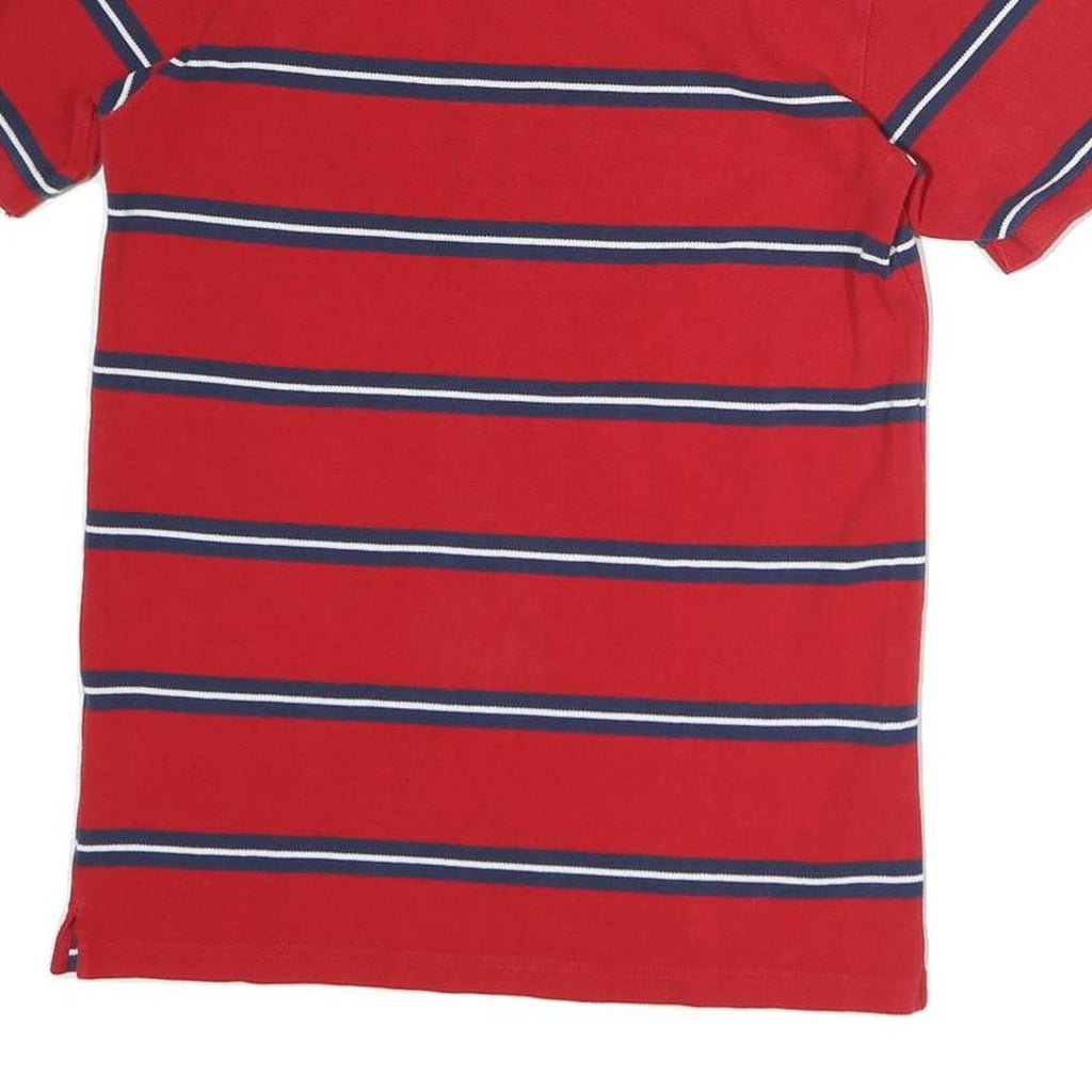 CARHARTT Mens Red & Navy Blue Striped Short Sleeve Polo Shirt S Cotton