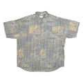 CANDA Mens Grey Printed Short Sleeve Shirt XL Polyester Blend Casual Summer