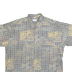 CANDA Mens Grey Printed Short Sleeve Shirt XL Polyester Blend Casual Summer