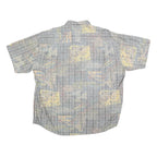 CANDA Mens Grey Printed Short Sleeve Shirt XL Polyester Blend Casual Summer