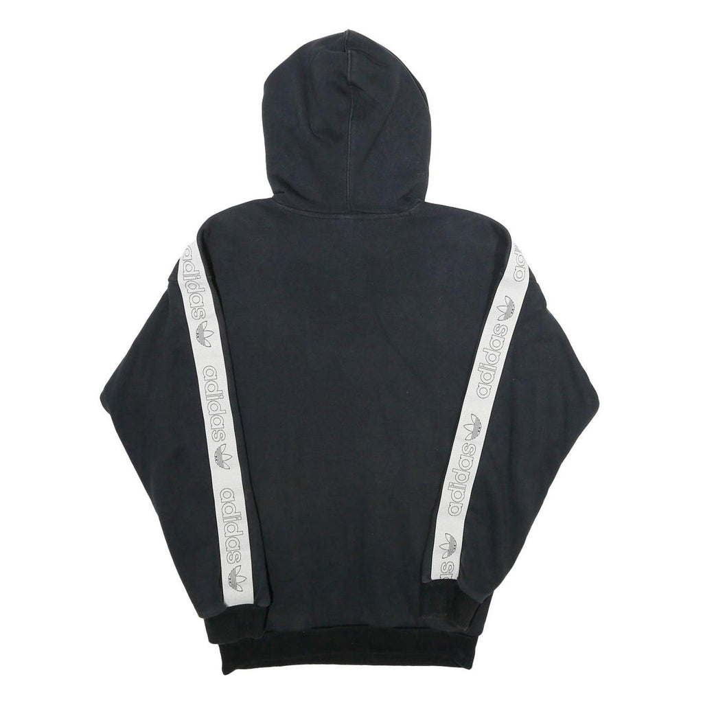 ADIDAS Womens Black Hoodie UK 6 Cotton Blend Logo Print Pullover Hooded