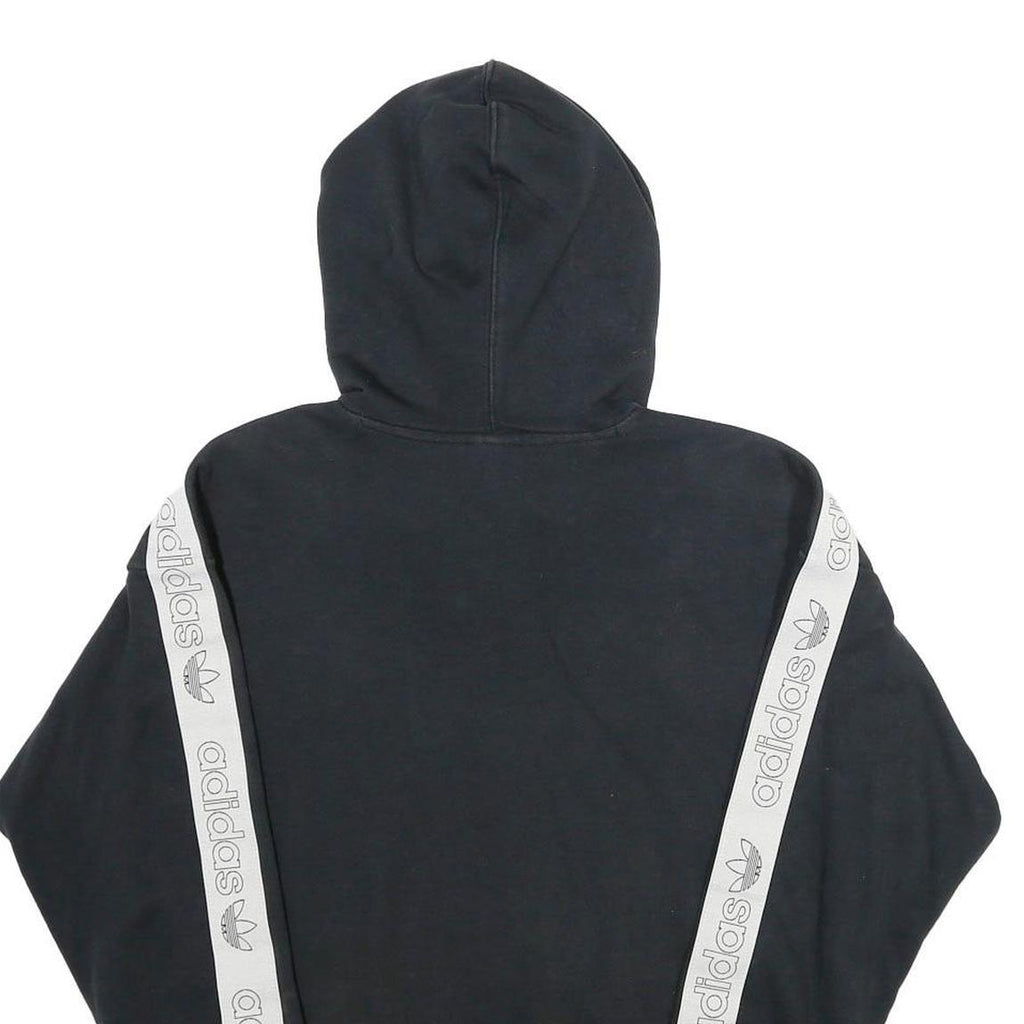 ADIDAS Womens Black Hoodie UK 6 Cotton Blend Logo Print Pullover Hooded