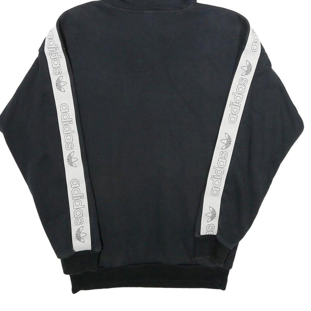 ADIDAS Womens Black Hoodie UK 6 Cotton Blend Logo Print Pullover Hooded