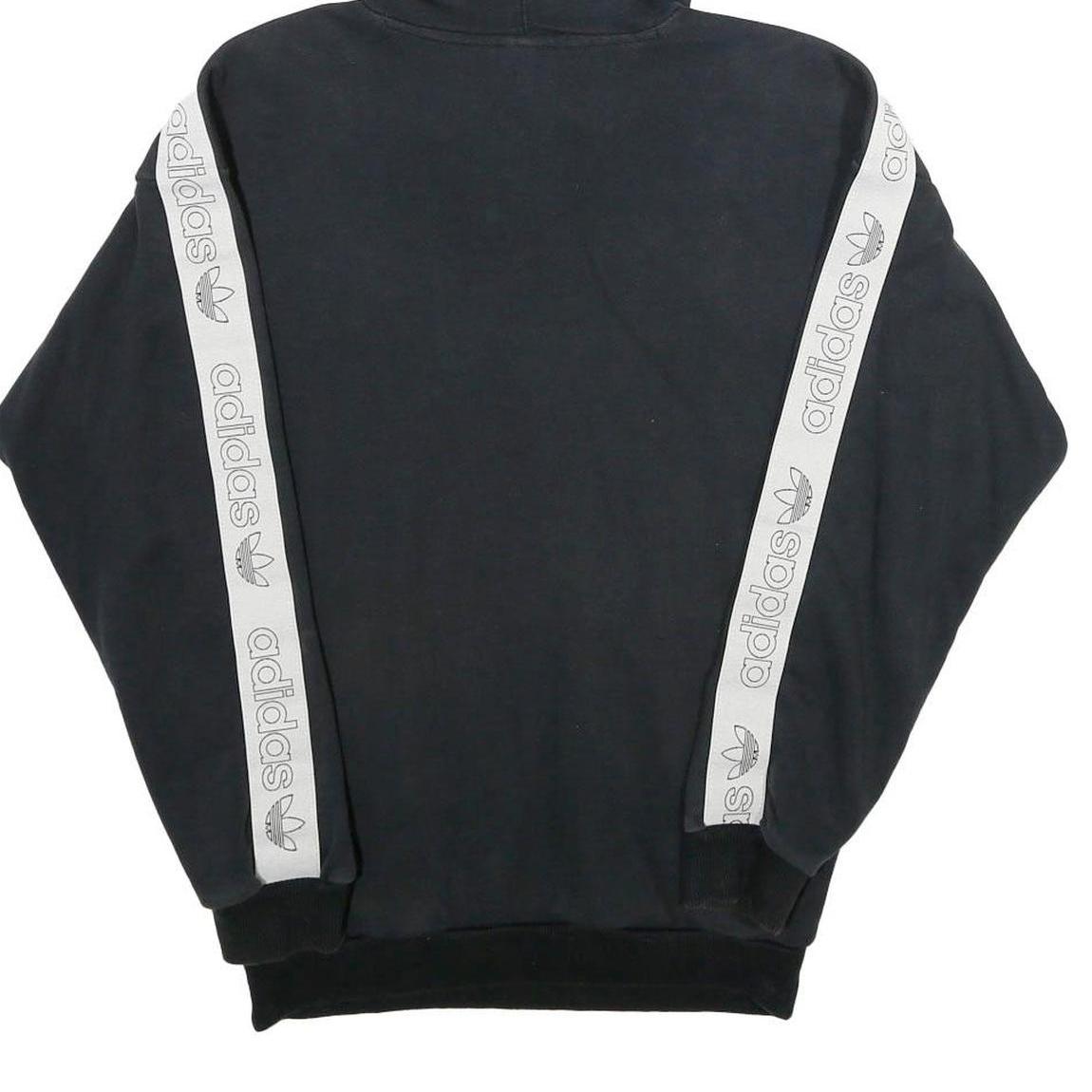 ADIDAS Womens Black Hoodie UK 6 Cotton Blend Logo Print Pullover Hooded