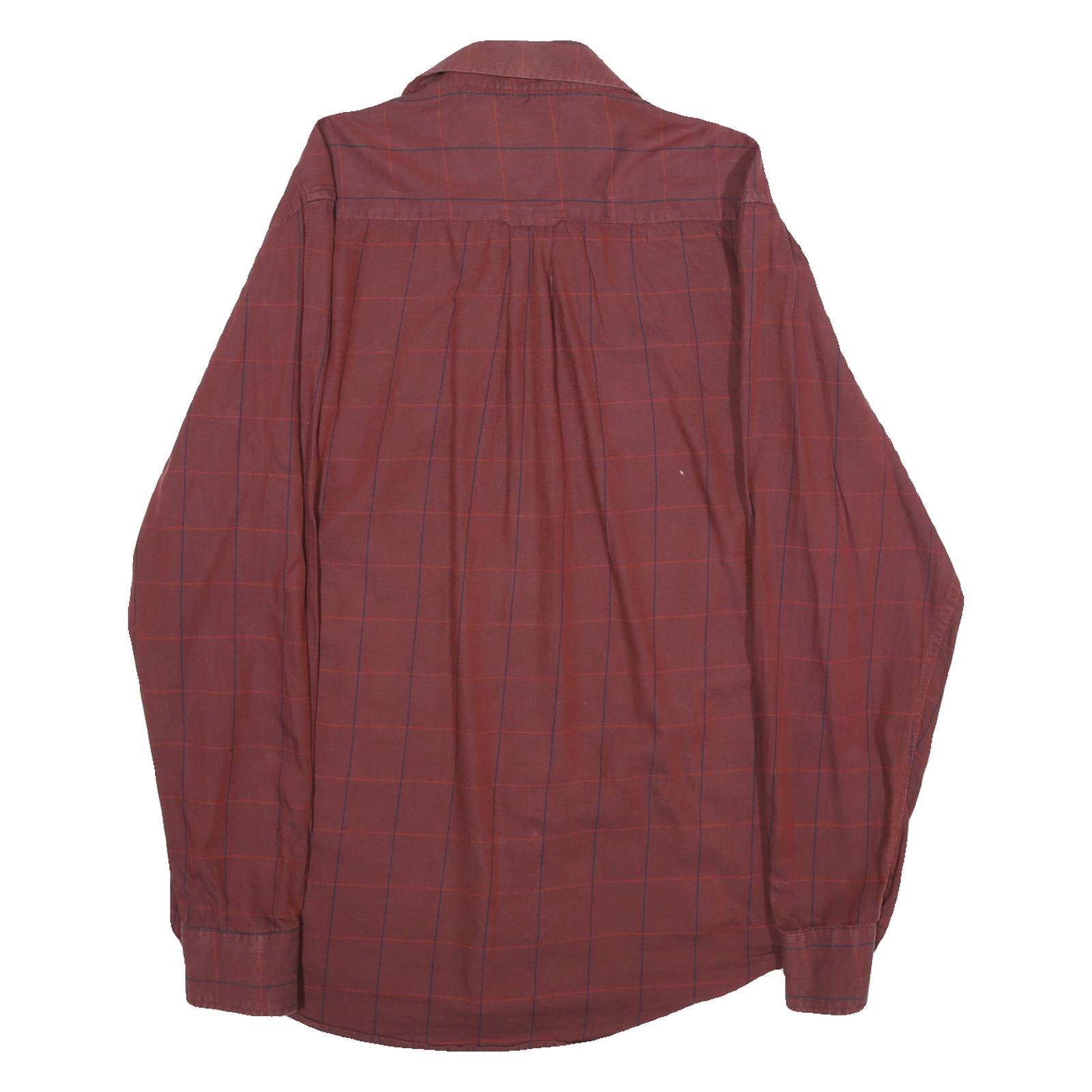 TOMMY HILFIGER Mens Maroon & Red Check Shirt XL Classic Cotton Blend Casual