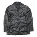 NEW YORK & COMPANY Womens Black Leather Button Jacket M Smooth Plain Timeless