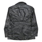 NEW YORK & COMPANY Womens Black Leather Button Jacket M Smooth Plain Timeless