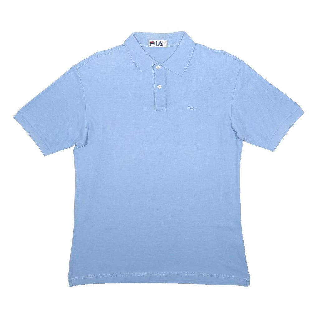 FILA Mens Blue Short Sleeve Cotton Polo Shirt M Classic Logo Casual Fit