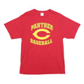 PORT & COMPANY Mens Red Panther Baseball Graphic T-Shirt M Short Sleeve Crew