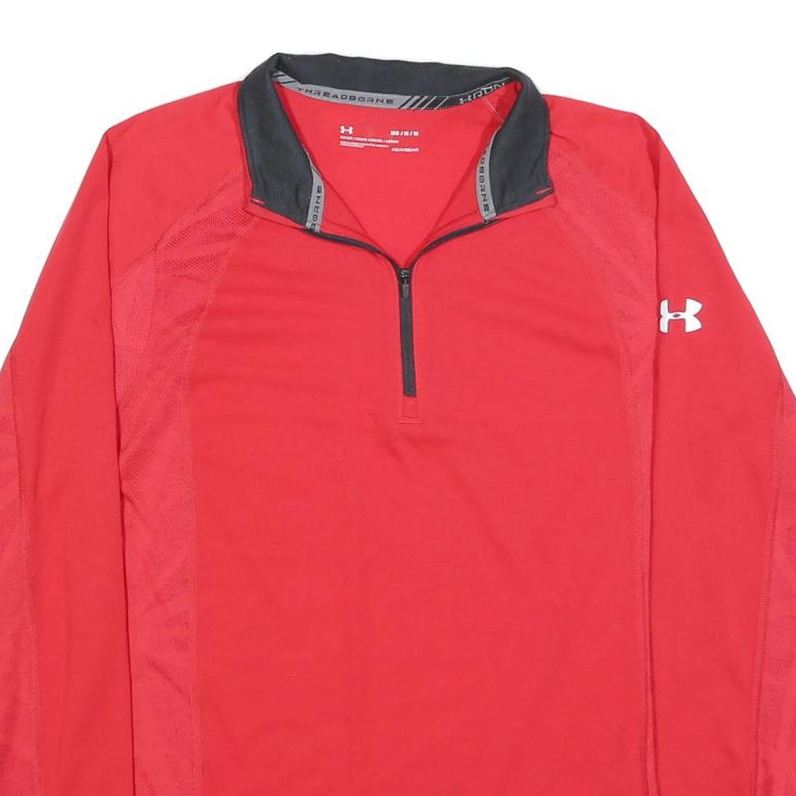 UNDER ARMOUR Mens Red Pullover Sweatshirt M Quarter Zip Performance Activewear