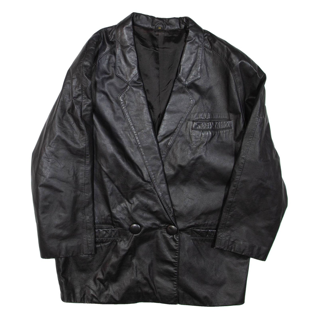 Womens Blazer Jacket Black Leather L