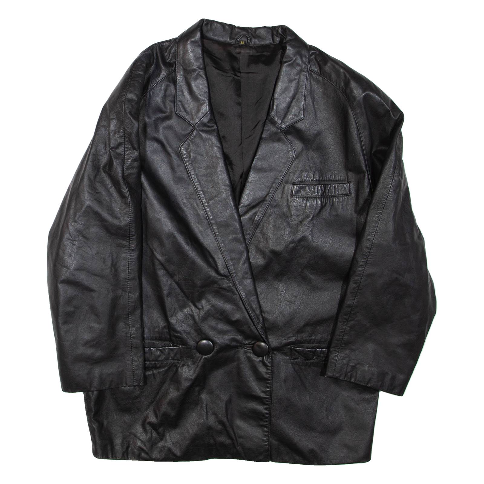 Womens Blazer Jacket Black Leather L