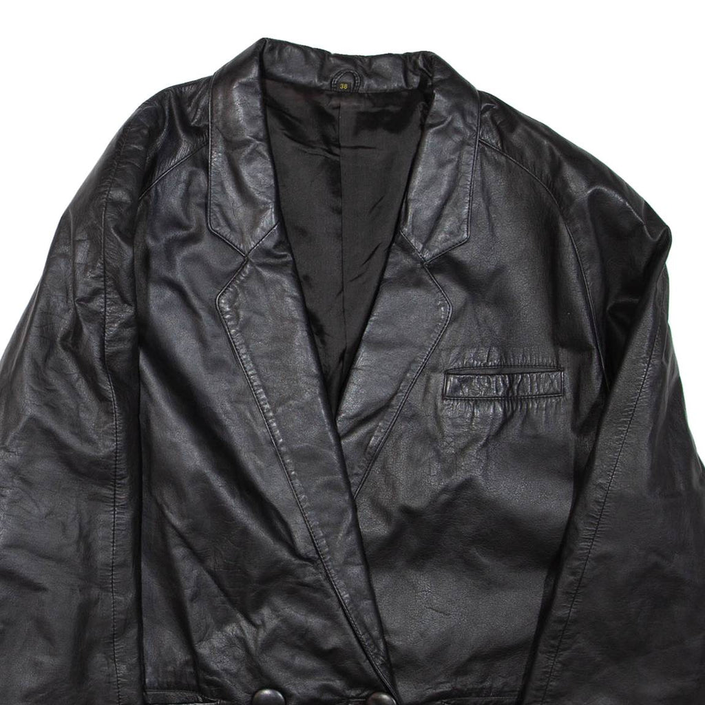 Womens Blazer Jacket Black Leather L