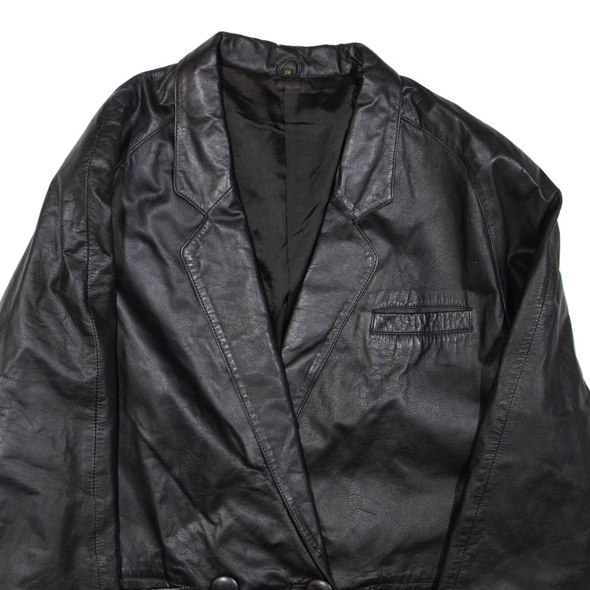 Womens Blazer Jacket Black Leather L