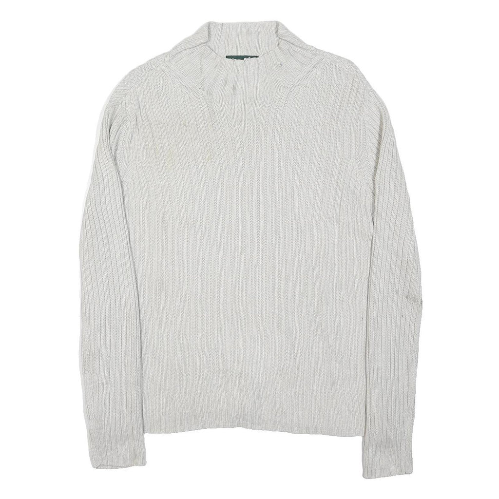 LAUREN RALPH LAUREN Womens White Plain Cotton Blend Jumper Roll Neck Tight Knit