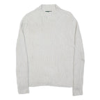 LAUREN RALPH LAUREN Womens White Plain Cotton Blend Jumper Roll Neck Tight Knit