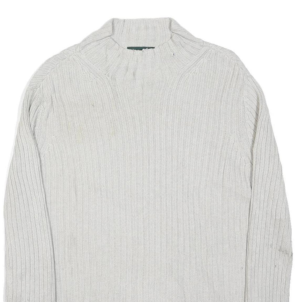 LAUREN RALPH LAUREN Womens White Plain Cotton Blend Jumper Roll Neck Tight Knit