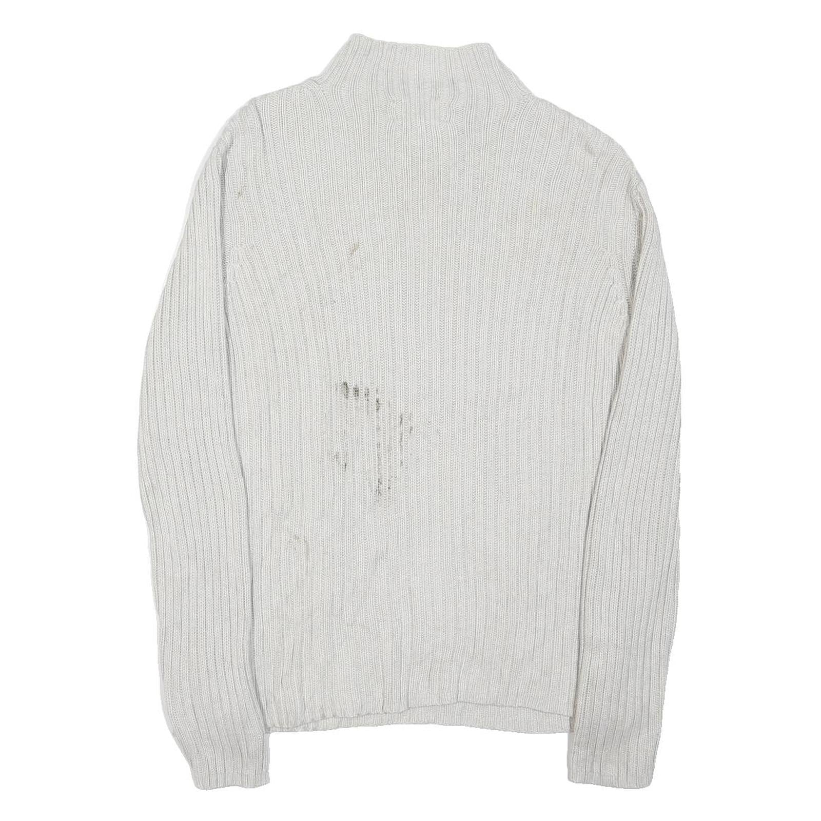 LAUREN RALPH LAUREN Womens White Plain Cotton Blend Jumper Roll Neck Tight Knit