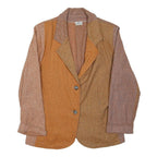 MIRO Womens Brown & Beige Wool Blend Jacket M Woven Two Button Classic
