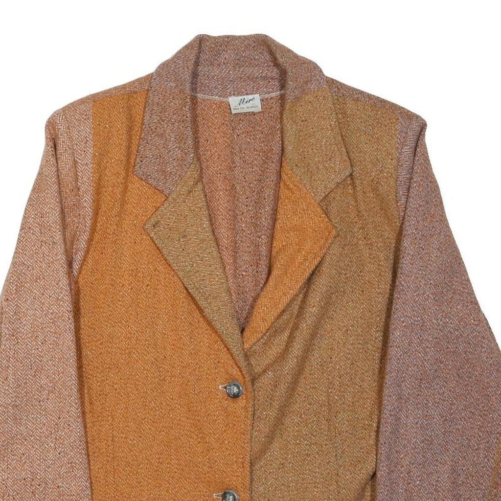 MIRO Womens Brown & Beige Wool Blend Jacket M Woven Two Button Classic