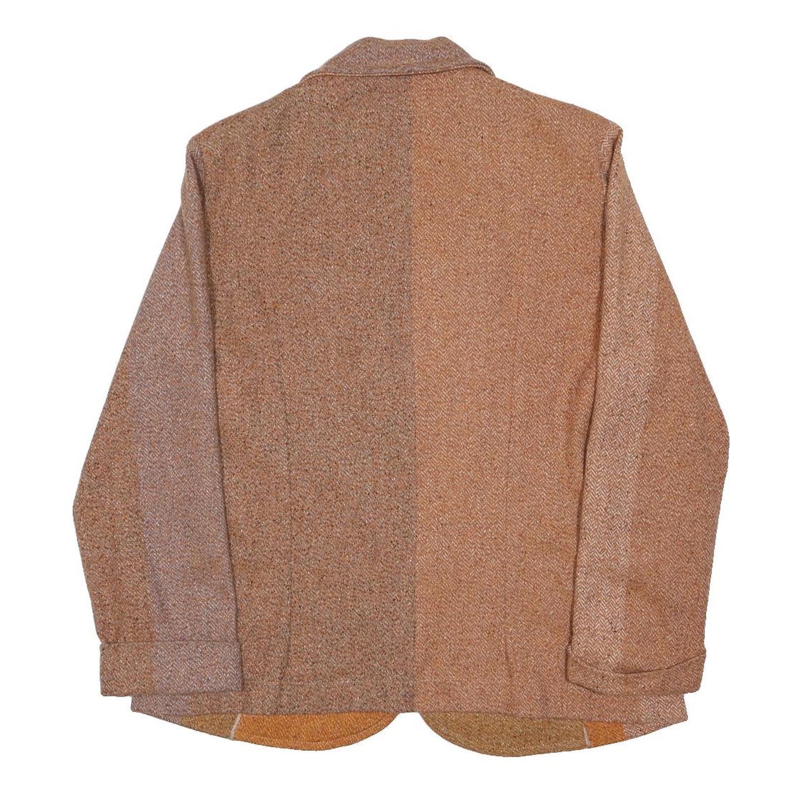 MIRO Womens Brown & Beige Wool Blend Jacket M Woven Two Button Classic