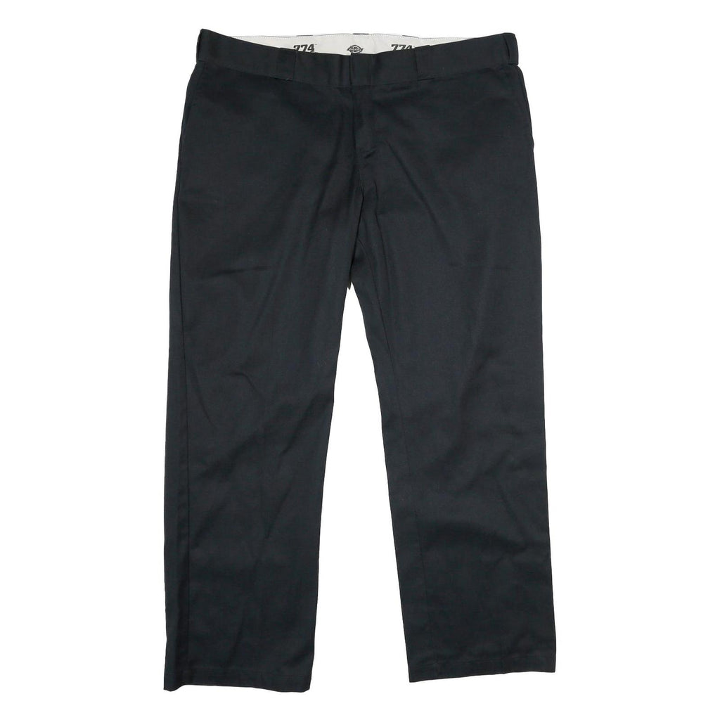 DICKIES Womens Classic Black Polyester Blend Trousers W42 L32 Zip Closure