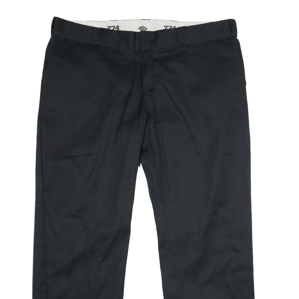 DICKIES Womens Classic Black Polyester Blend Trousers W42 L32 Zip Closure