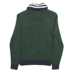 POLO RALPH LAUREN Mens Green & Navy Shawl Collar Patterned Jumper Crew Neck