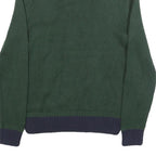 POLO RALPH LAUREN Mens Green & Navy Shawl Collar Patterned Jumper Crew Neck