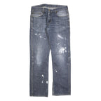 CARHARTT Mens Regular Fit Blue Denim Jeans W32 L34 Paint Splatter Style